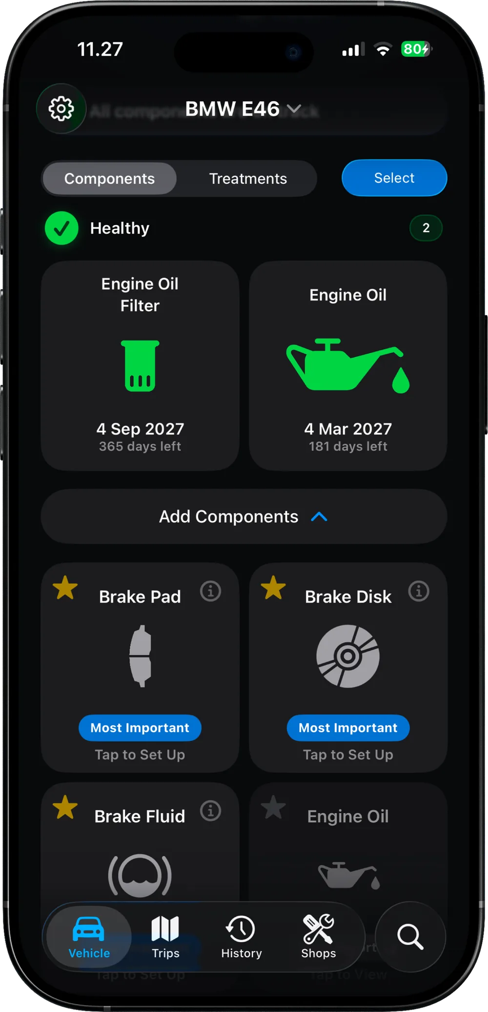 Add your components and odometer